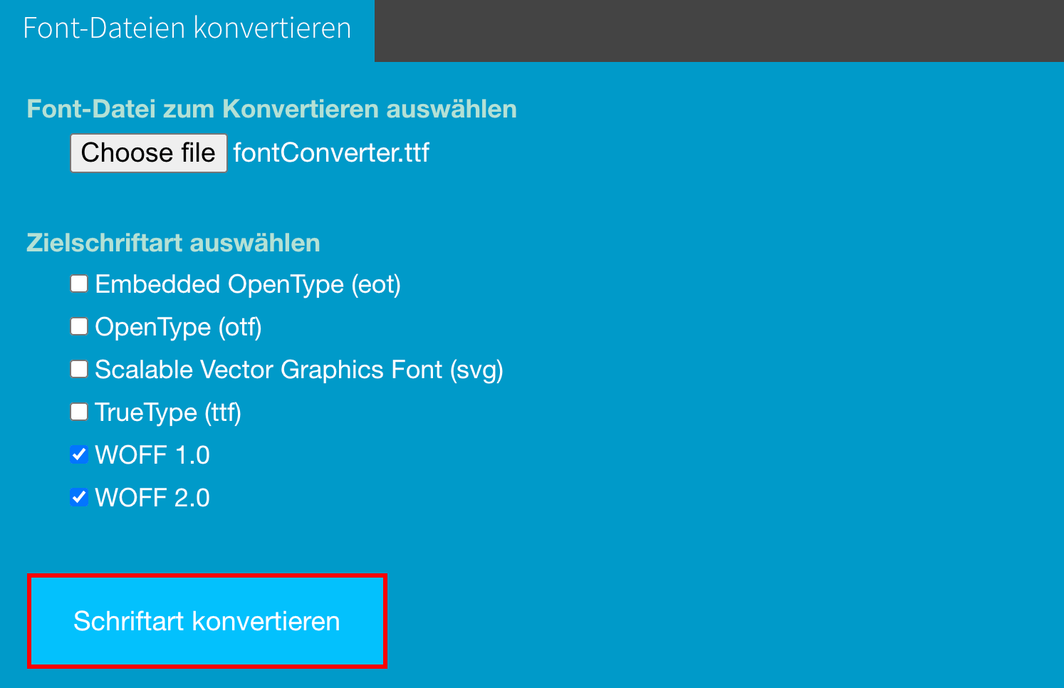Convert the font